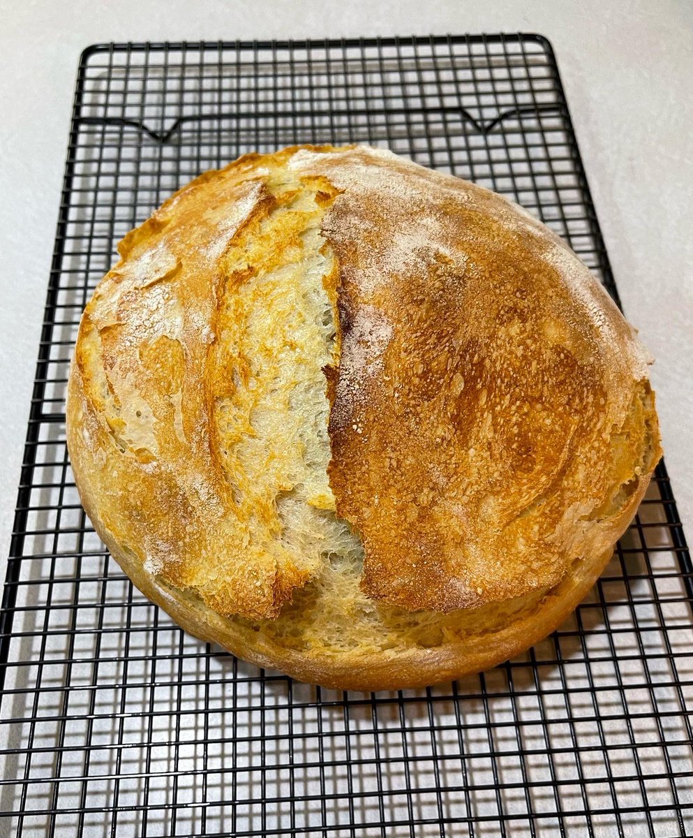 Honch's tweet image. Dutch Oven loaf I made today to go with my Mom’s Beef Stew recipe. Warm fresh bread and hot homemade stew on a chilly winter evening. Yum!