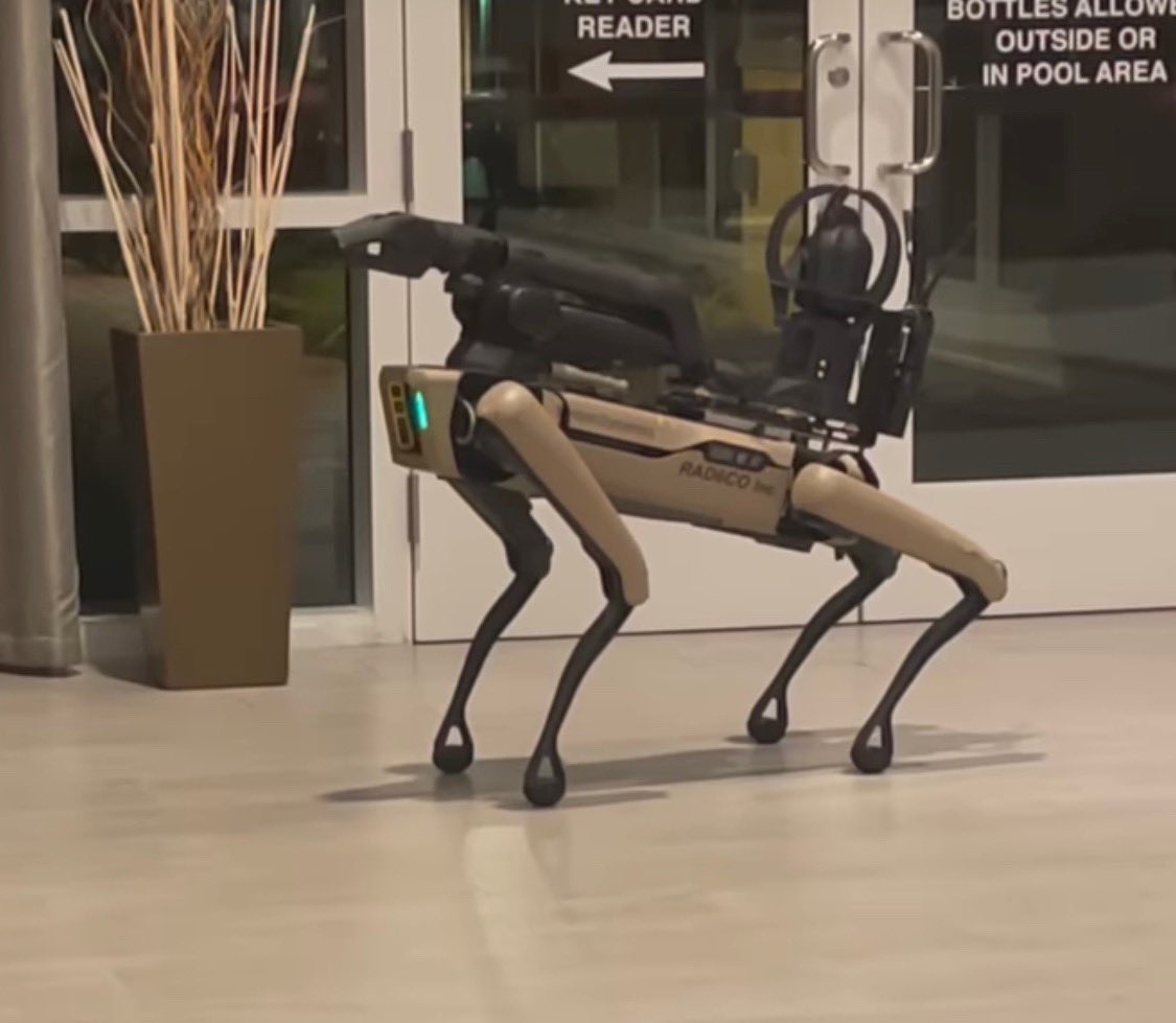 A friend of mines recorded a video showing that her job now has one of the RADeCO robo dogs roaming around… 🥴

Negroes around looking, smiling, and recording like it’s the bees knees 🤦🏾‍♀️

I’m like but ma’am… why you “petting” this demon? 😭😭😭 talmbout some “hi puppa”