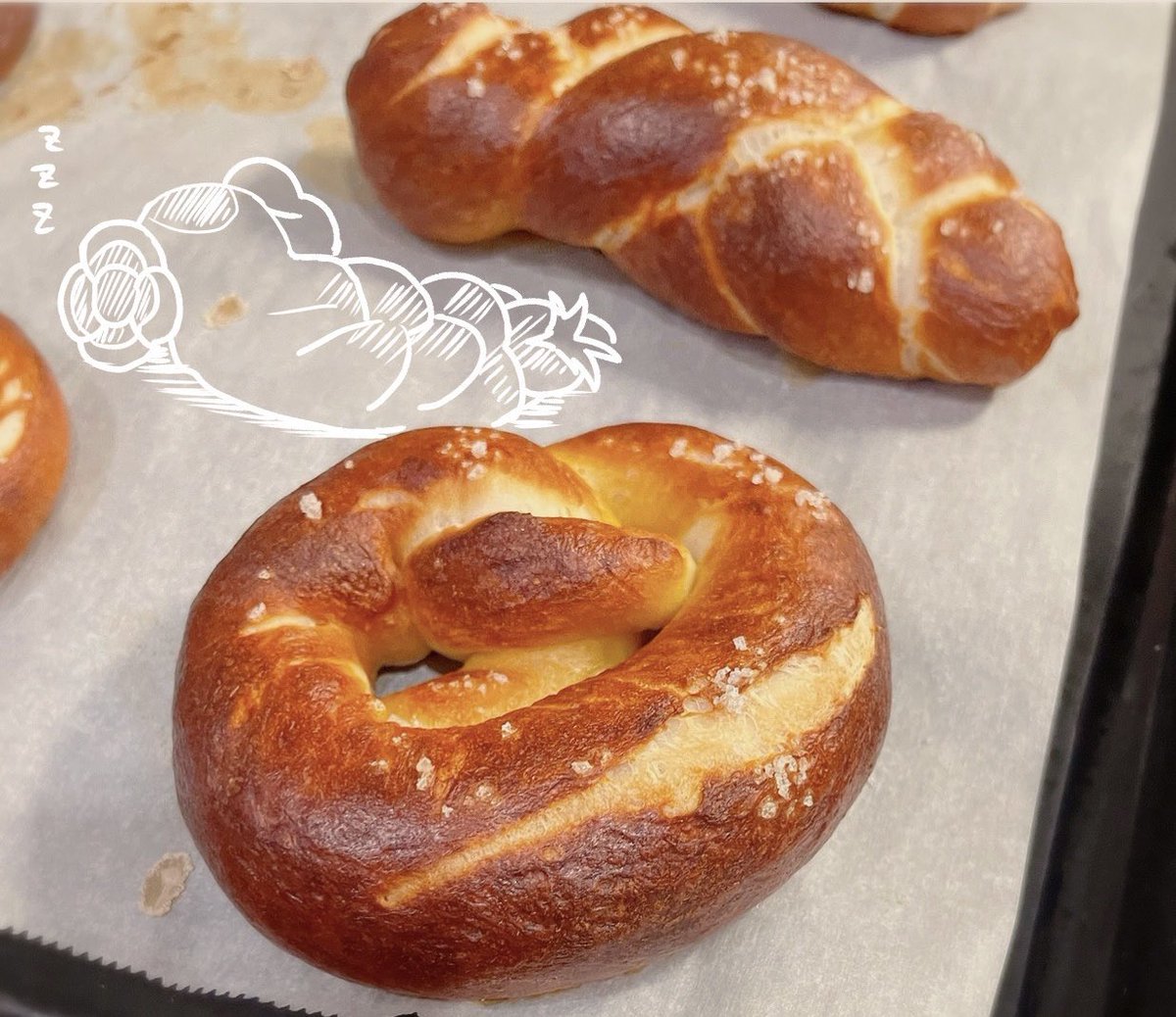 ポケモン「バウッツェルの耳の形のプレッツェル焼きました美味しかった ポケモンSV 」こけしのイラスト