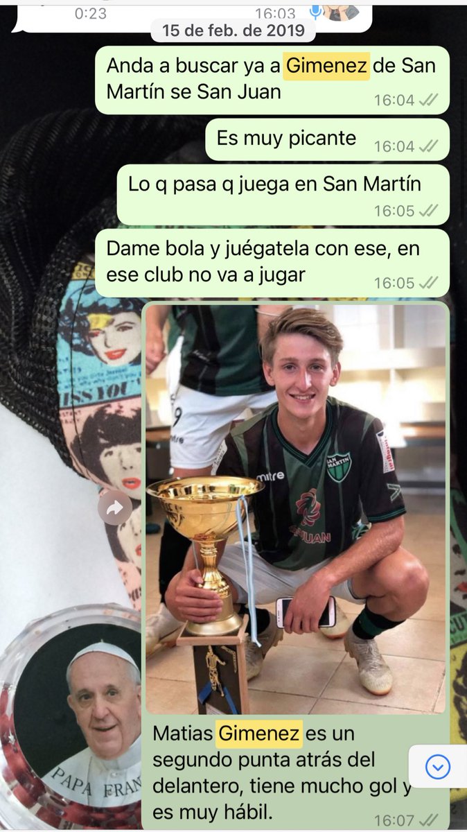 15/2/2019 mandaba este mensaje a un Gil que creía que era mi amigo (Enano de circo)
Hoy 7/1/2023 juega en independiente. Cosas que quedan en la memoria.