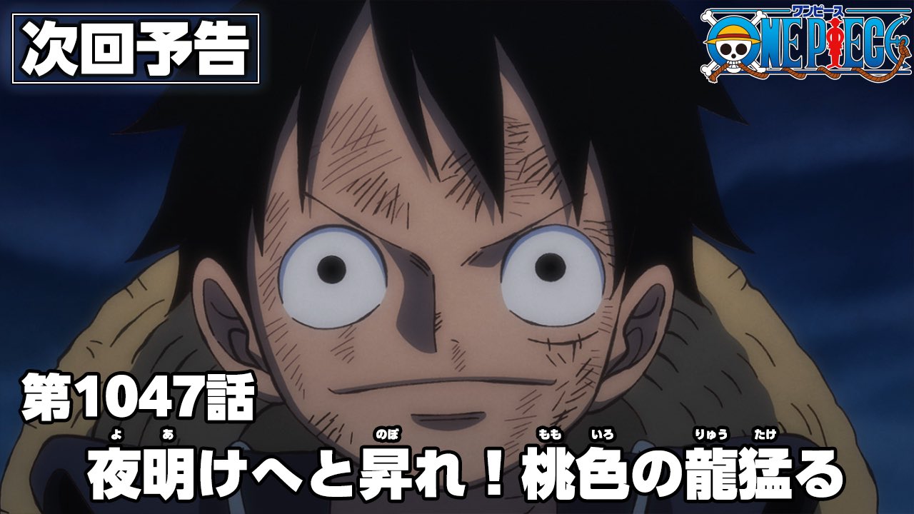 One Piece Com ワンピース アニメ次回予告を更新 1047話 夜明けへと昇れ 桃色の龍猛る T Co Pivjfmtxwe 奮闘する赤鞘達 そしてモモの助は 放送をお楽しみに Onepiece T Co Dy9zx6ooj8 Twitter