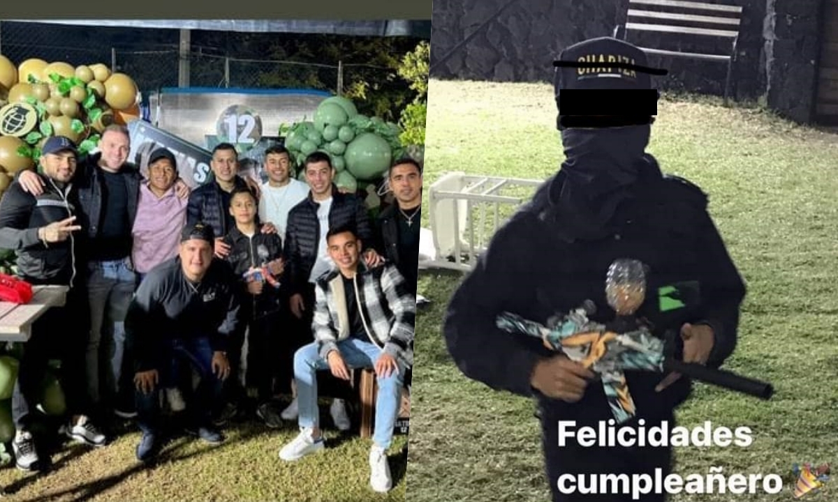 SancadillaNorte's tweet photo. "El Catita" Julio César Domínguez, del Cruz Azul, le hizo una fiesta de cumpleaños con temática de "Narcos" a su hijo.

Erik Lira, Rodolfo Rotondi, Carlos Rodríguez, Iván Morales y Jesús Escoboza fueron los jugadores celestes invitados. https://t.co/CGRRnzVsf9