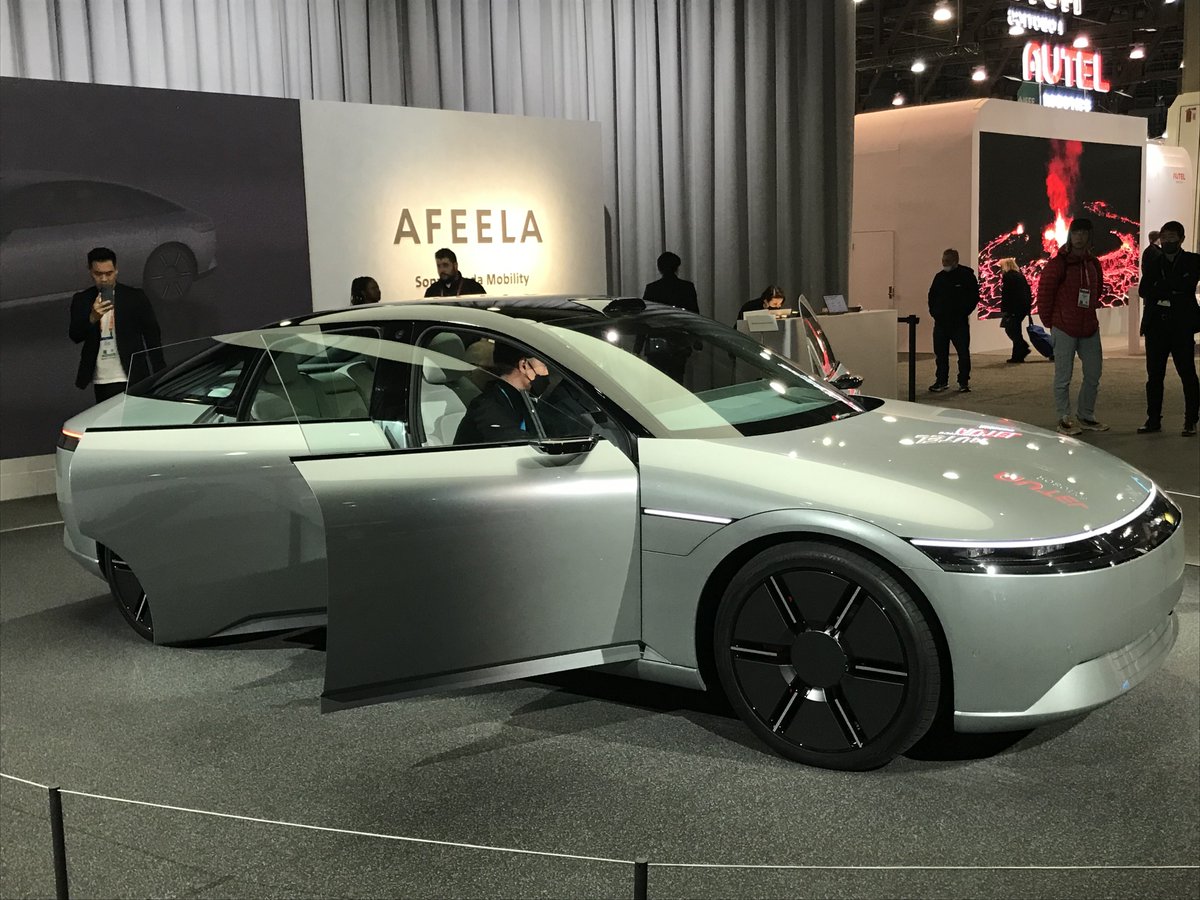 askpdt's tweet photo. .@Sony and @Honda are making forward progress in the EV space with its #AFEELA concept car: clean #design, inside and out. We should see this on the road in a few short years. #CES2023 #PDTCES https://t.co/HtwYzUNYAI