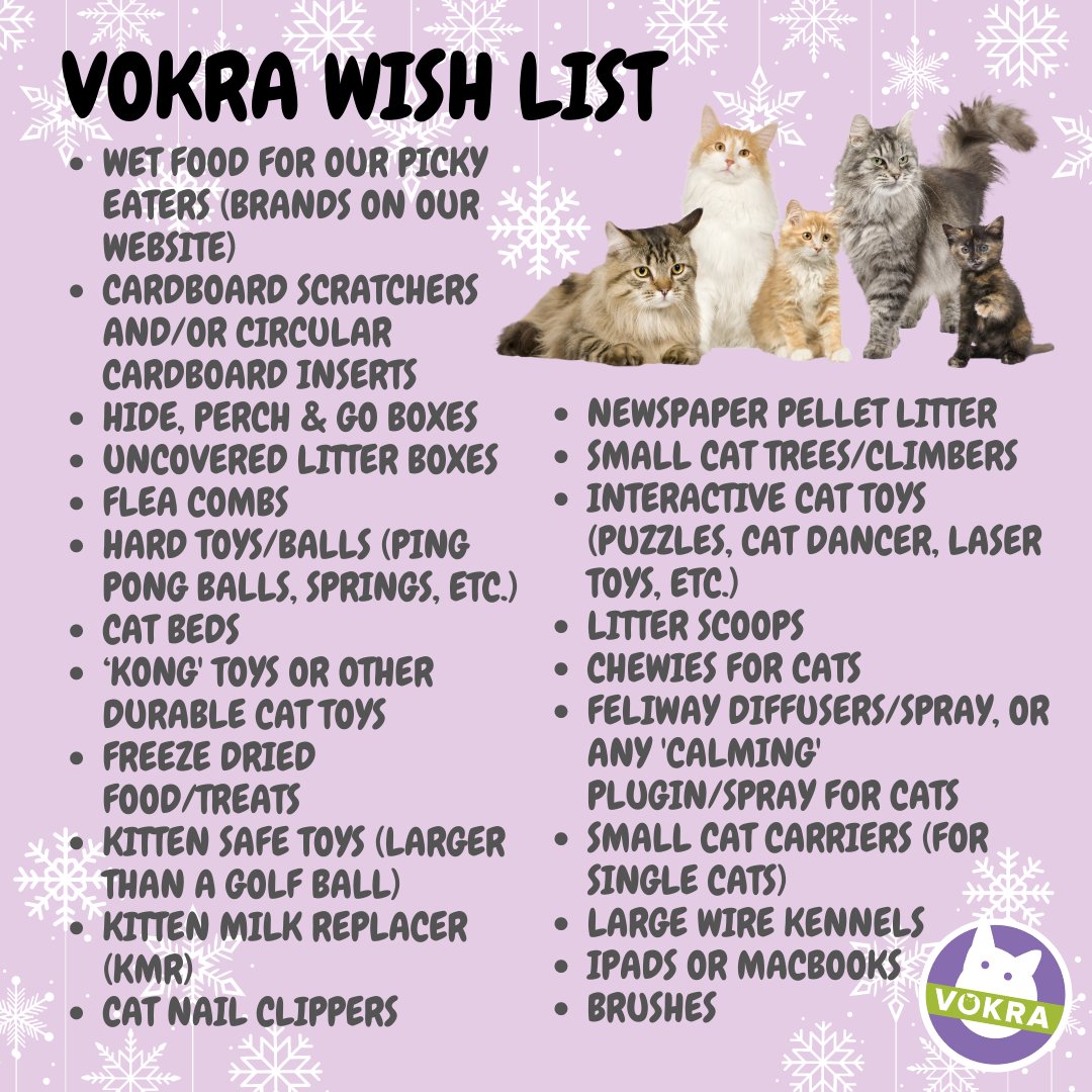 VOKRAtweets's tweet photo. VOKRA 🐱 Visit our WISH LIST Page and email info@vokra.ca if you have an item(s) you want to donate. https://t.co/mVVuUVZFdZ #rcpets #vokra #rescuecatsofig #rescuecat #adoptdontshop #fosteringsaveslives #catsforvancouver #catsforadoption #YVR https://t.co/xVhcvVKvwR