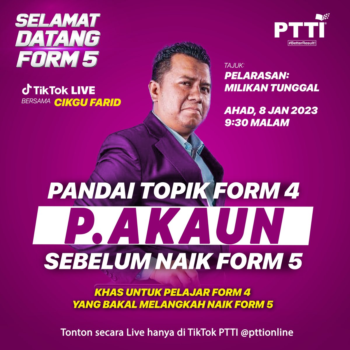 PTTIOfficial's tweet photo. Belajar Prinsip Akaun, tapi tak tahu prinsip yang betul?

Sebelum langkah Form 5, jom cover topik form 4 yang selalu student tak tahu nak jawab malam ini bersama Cikgu Farid di TikTok live PTTI.

DM kami untuk info lanjut https://t.co/aEzAjx2kOc