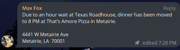 From the Fan Expo NOLA Furmeet host for the dinner tonight