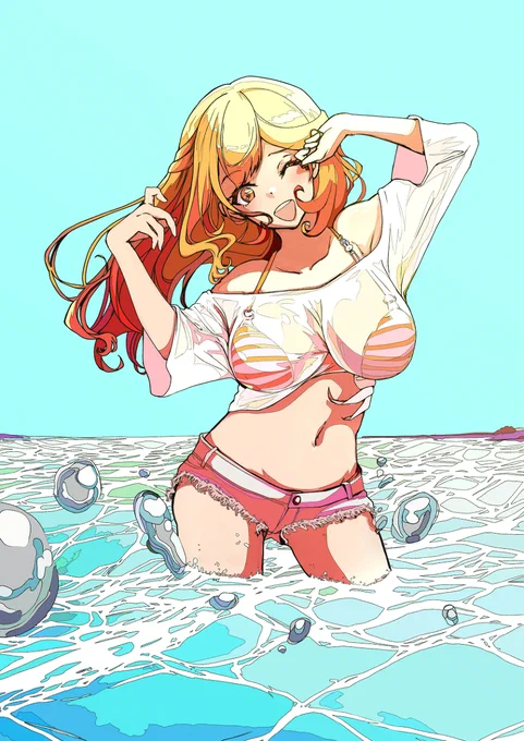 夏の日差しと杏奈ちゃん #アリスギア #アリス・ギア・アイギス #宇佐元杏奈 #海  