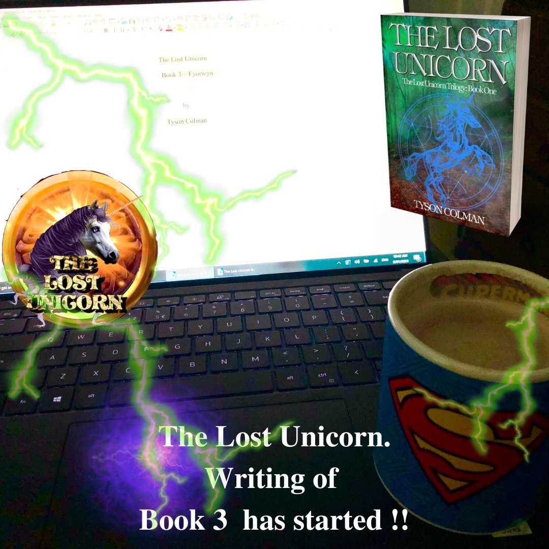 Perfect day to set up and do some writing. Book 3 of The Lost Unicorn Trilogy has begun. #writing #fantasy #author #amwriting