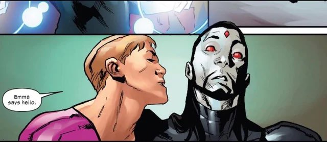 thebeigequeen's tweet image. I had to change the name. Just had to revisit my favorite moment of the Krakoa era #hellions #emmafrost #emmafrostsayshello #gaggedthemabit