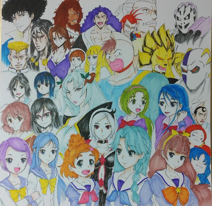#平成改元の日だから平成のキャラクター貼る平成最後の日に思い浮かんだ平成のキャラをひたすら描いてたやつ。 
