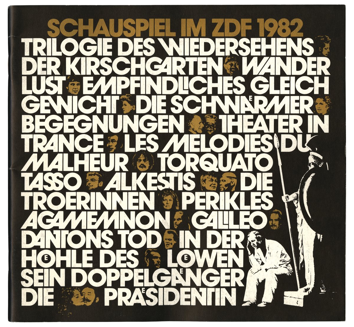 Lett_Arc's tweet photo. Christof Gassner, program booklets for German television network ZDF featuring ITC Avant Garde Gothic, Germany, 1980–3.

Gassner — an apparent Lubalin fan — substitutes umlauts with small-E alternatives. Read more on @FontsInUse: https://t.co/Gu38qERiog https://t.co/4nW7BlUKnm