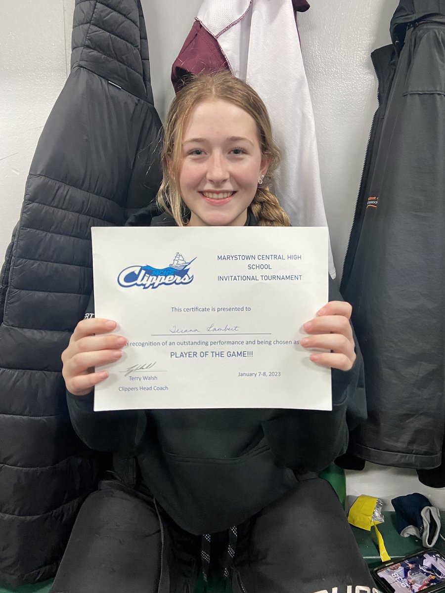 Player of the Game Teiana Lambert scores 2 goals as QE takes the 3-0
W vs. Marystown! 

They’re off to the Gold Medal game on Sunday at 10:30am!

Let’s go, Pioneers! 🙌🏻