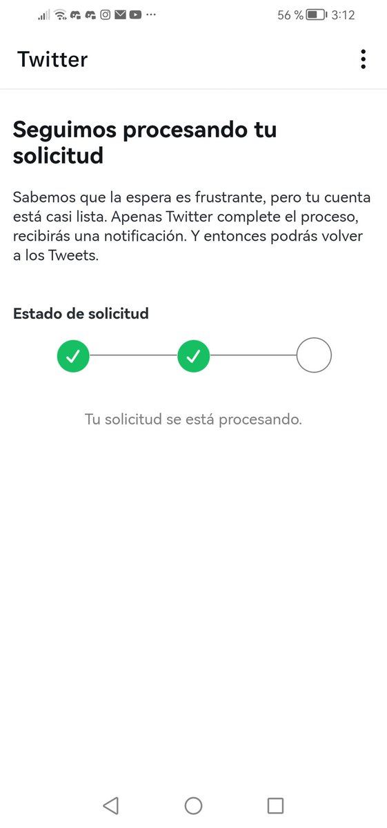 Llega 2 días así y no me devuelven mi cuenta,gracias twitter