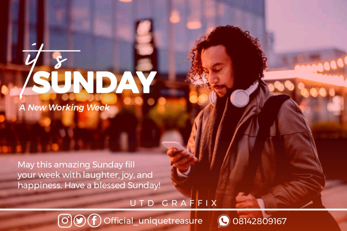 u_treasure05's tweet photo. Happy Sunday🥳

A new week ahead⏩

Grab and never loose opportunities💯

 *UTD GRAFFIX* https://t.co/ArEN83kzhO