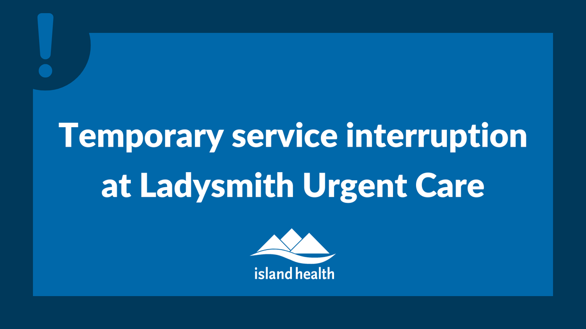 #Ladysmith Community Health Centre urgent care has reached patient capacity on Saturday, January 7 and will reopen as scheduled at 7:30 a.m. on Sunday, January 8. If you are experiencing a medical emergency, call 911 or, if possible, proceed to the nearest emergency department.