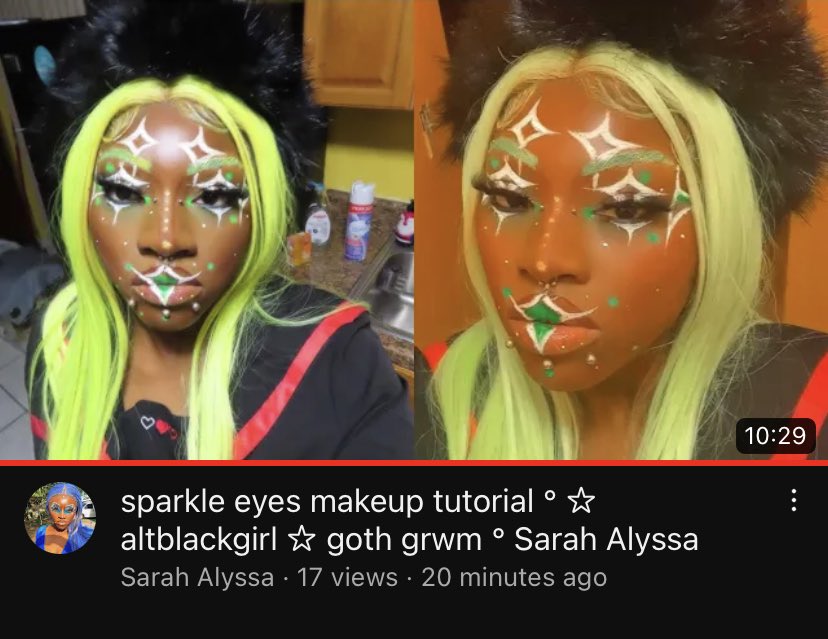 sparkle eyes makeup tutorial ° ☆ altblackgirl ☆ goth grwm ° Sarah Alyssa