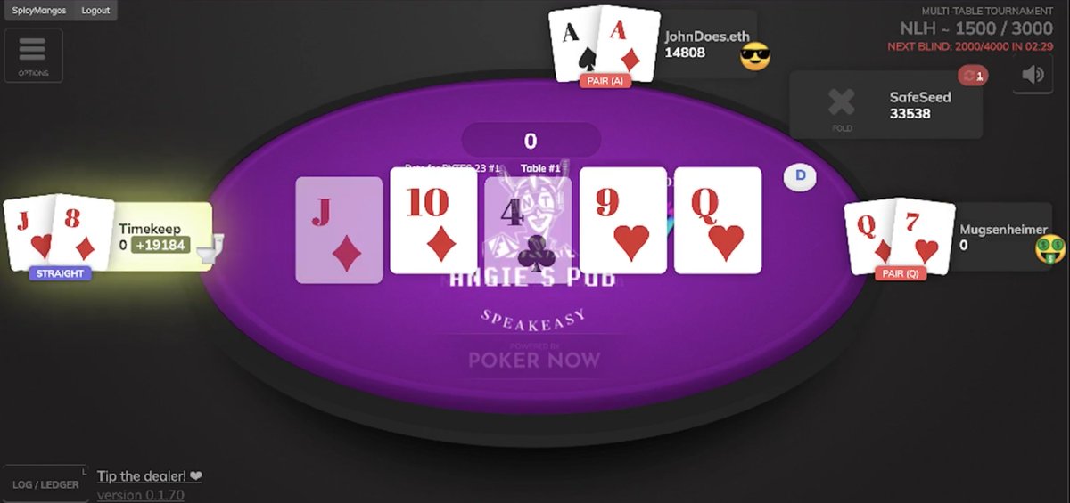 the_LisaLoveCat's tweet photo. Oooohh! Crazy hand down the stretch
in this @NeoTokyoCode Poker Tournament
for $bytes with @NFArcade too!!
Straight hits on the River gg's
#betsforbytes
π
π
π
https://t.co/1YgLI8T2aW