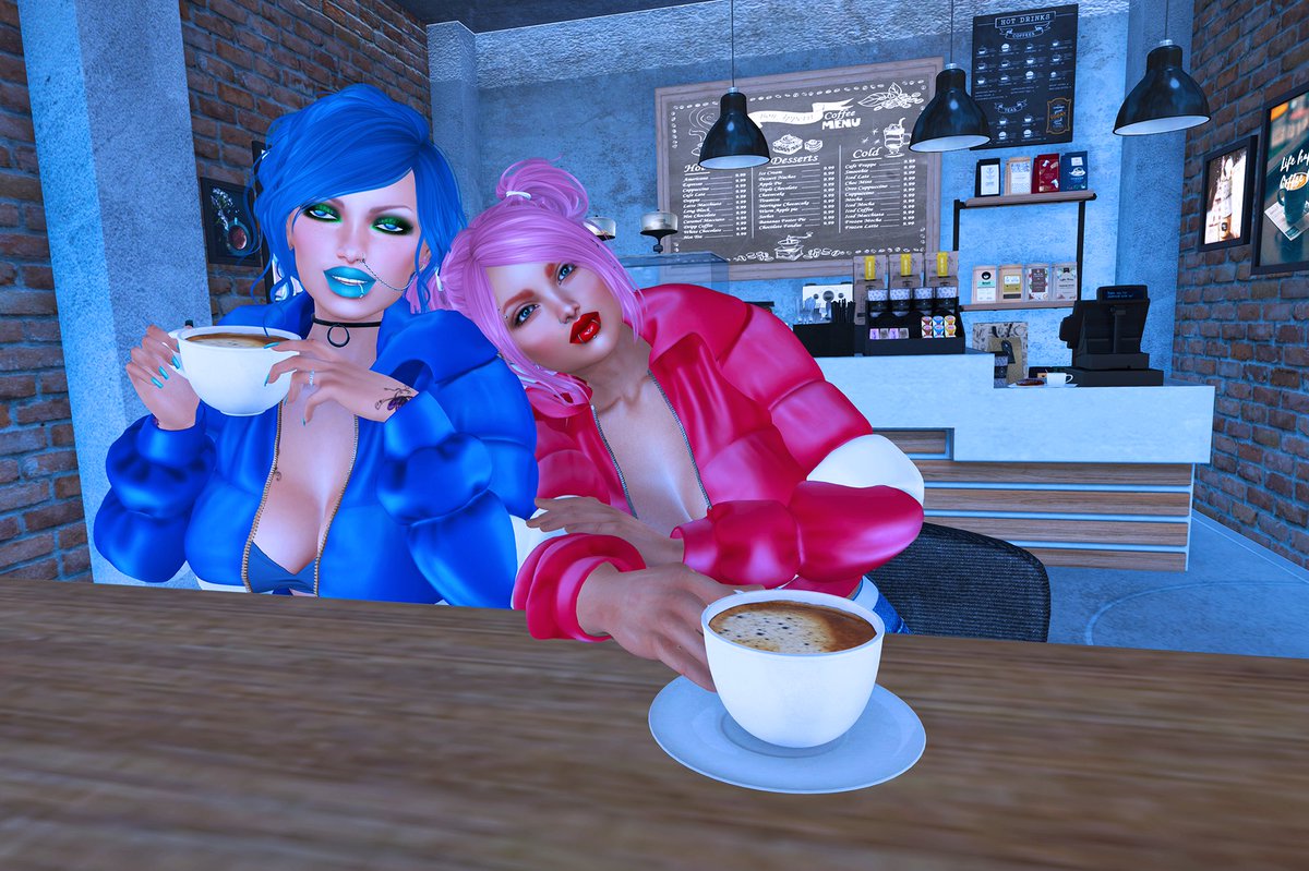 Coffee for Jess, hot cocoa (or tea) for me. Always nice in the morning! :) 

#SecondLife <a href="/AlwaysJessie1/">💖Jess💙</a>