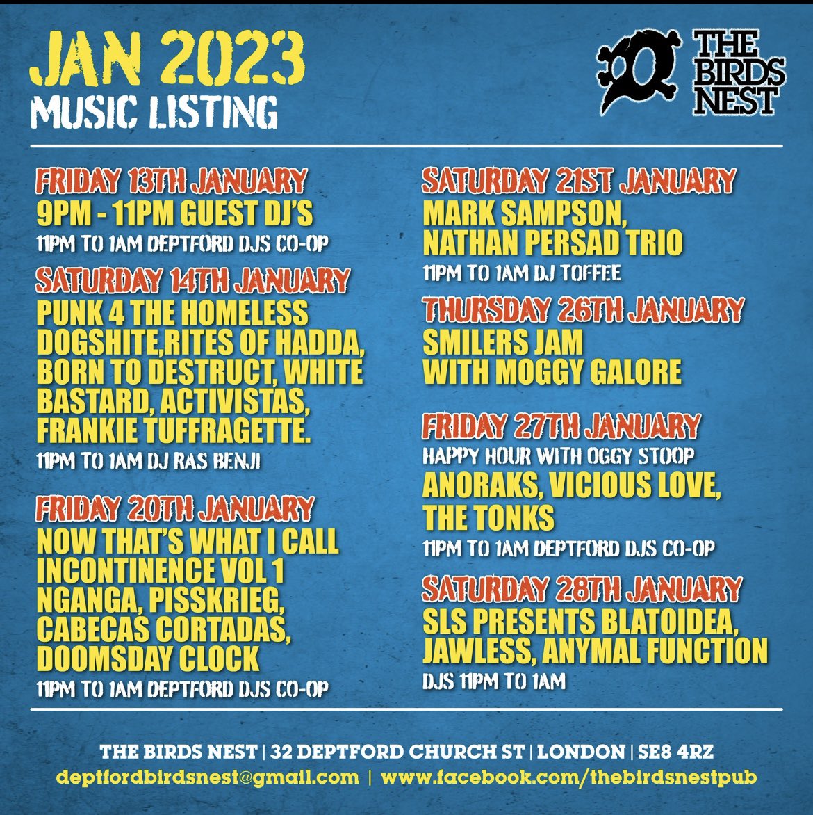 The Birds Nest (@thebirdsnestpub) on Twitter photo January gig listings at The Birds Nest #livegigs #pubgigs #livemusic January gig listings at The Birds Nest #livegigs #pubgigs #livemusic