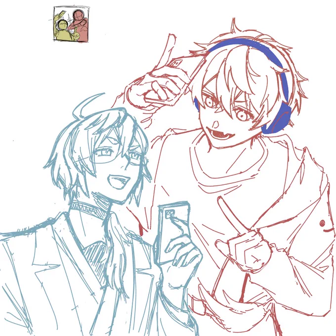 下書き→線画→色塗りで役割交換して遊びました✌️ 