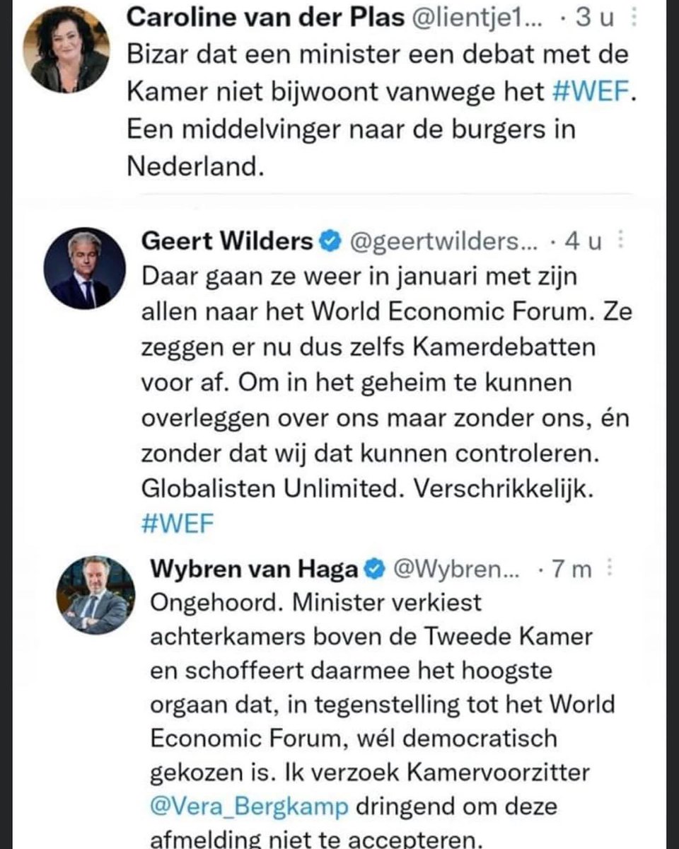 itsmeSZ's tweet photo. .@Vera_Bergkamp, Jij bent altijd zo streng om ervoor te zorgen dat iedereen zich gedraagt tijdens de debatten. Zorg er dan ook voor dat iedereen bij de debatten aanwezig is of vind jij ook dat het #WEF belangrijker is? https://t.co/yaoNzheDR9