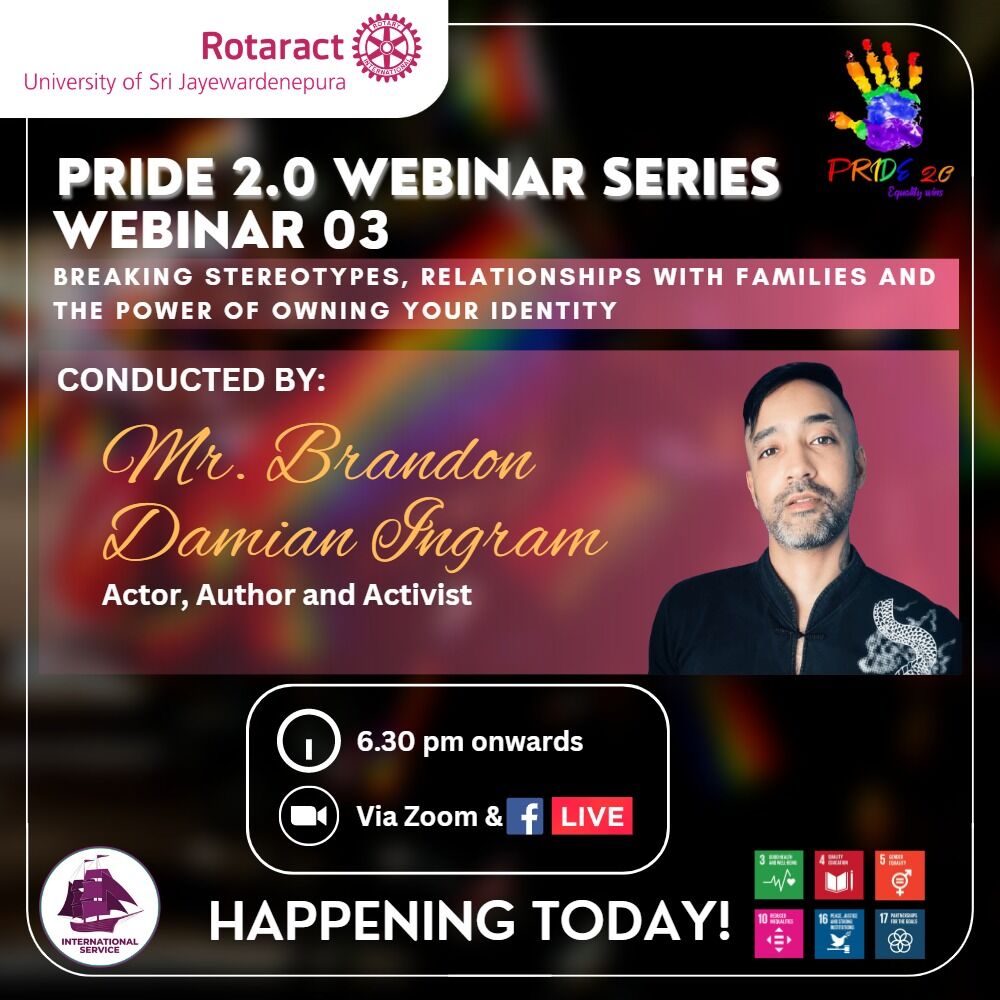 rotaractusjp's tweet photo. HAPPENING TODAY!
PRIDE 2.0 - Third Webinar
Topic: "Breaking Stereotypes, Relationships with Families and the Power of Owning Your Identity."
π‘: 6.30 PM onwards
π: Via Zoom & FB Live
#PRIDE2_0 #RACUSJ #Rotaract #Rotaract3220 #ImagineRotary #LearnServeandStrive https://t.co/LHyfw5493C