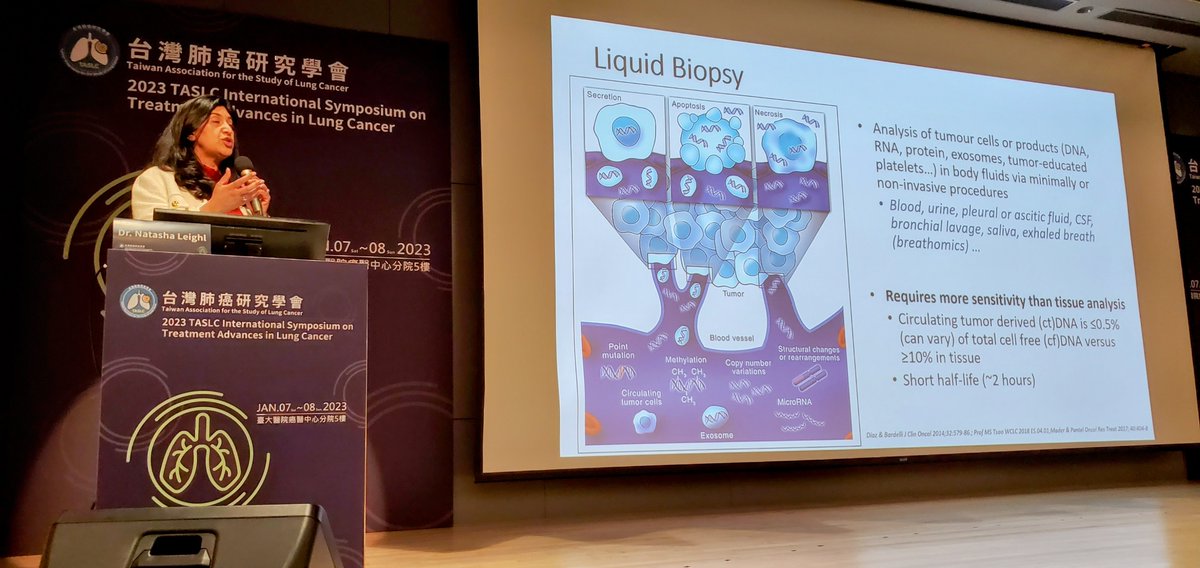 HHorinouchi's tweet photo. Prof. Natasha Leighl provided a comprehensive and updated summary on liquid biopsy. Covering diagnosis in advanced diseases, resistance profiling, minimal residual diseaase (MRD), and screening. #LCSM #TASLC https://t.co/XnDSzTKBWa