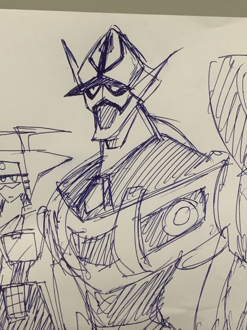 Rough sketch idea of mall cop Barricade 🚓
 
He's just a regular guy trying to do his job, but has to constantly deal with difficult people that it ruins his day... 

#Transformers #Maccadam 