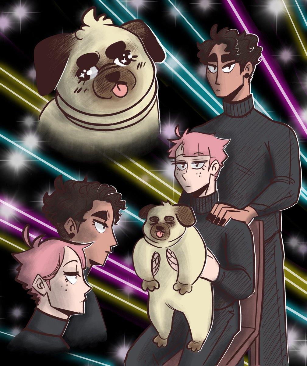 SAFFlRE's tweet photo. family photo of matsuhana and their pug that came to me in a vision https://t.co/jflAEIIdip