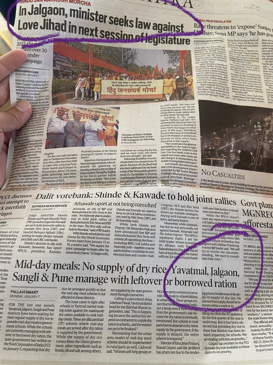 kunalpurohit's tweet image. Priorities. 👏👏

In Jalgaon, children in government schools don’t have rice to eat. Minister visits the area but only to  stoke ‘love jihad’ conspiracies.