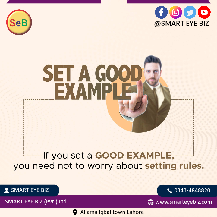 SmartEyeBiz's tweet photo. Set a good example.
If you set a good example, you need not to worry about setting rules.
#smarteyebiz #seb #sebpk #sebpakisatan #sebteam #smarteyebizteam #smarteyebizpk #smarteyebizceo #sebteampakisatan #smarteyebizteampakistan #sebceo
#smarteyebizmd #smarteyebizdg https://t.co/ZwOVF63mPg
