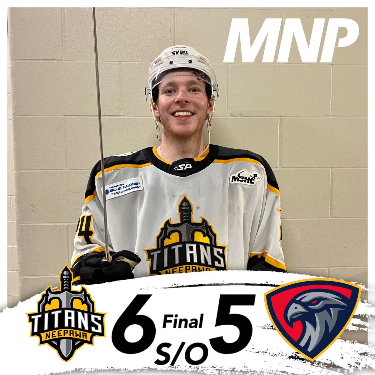 MJHLTitans's tweet photo. Here is your @MNP_LLP postgame recap. 

Titans win 6-5 in a shootout. 

@Deanoonan with the winner and Mason Lobreau was a brick wall 🧱 between the pipes. 

#LetsGoTitans🛡️🗡️ https://t.co/rySe3BBdHR