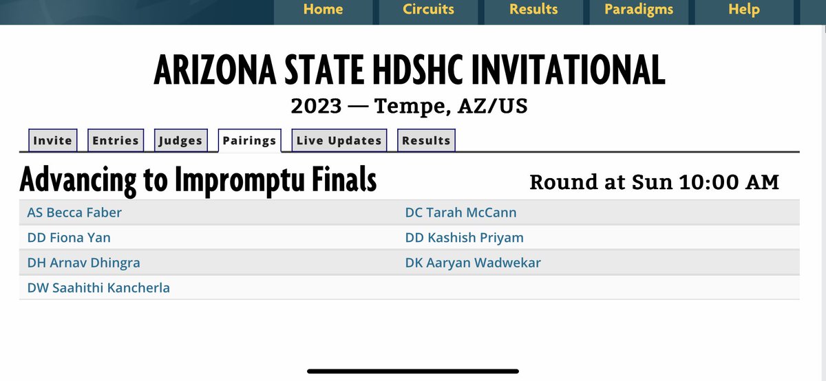 Desert Vista Speech and Debate (@tstdc) on Twitter photo Sophomore Tarah McCann advances to finals in Impromptu at <a href="/ASU/">Arizona State University</a> <a href="/DVHS_TUHSD/">Desert Vista High School</a> <a href="/TUHSD_News/">TUHSD News</a> Sophomore Tarah McCann advances to finals in Impromptu at <a href="/ASU/">Arizona State University</a> <a href="/DVHS_TUHSD/">Desert Vista High School</a> <a href="/TUHSD_News/">TUHSD News</a>