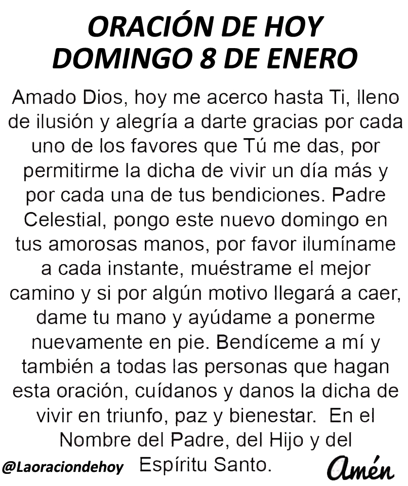 laoraciondehoy's tweet photo. Oración diaria para hoy domingo 8 de enero de 2023 https://t.co/nQmBn81j3k