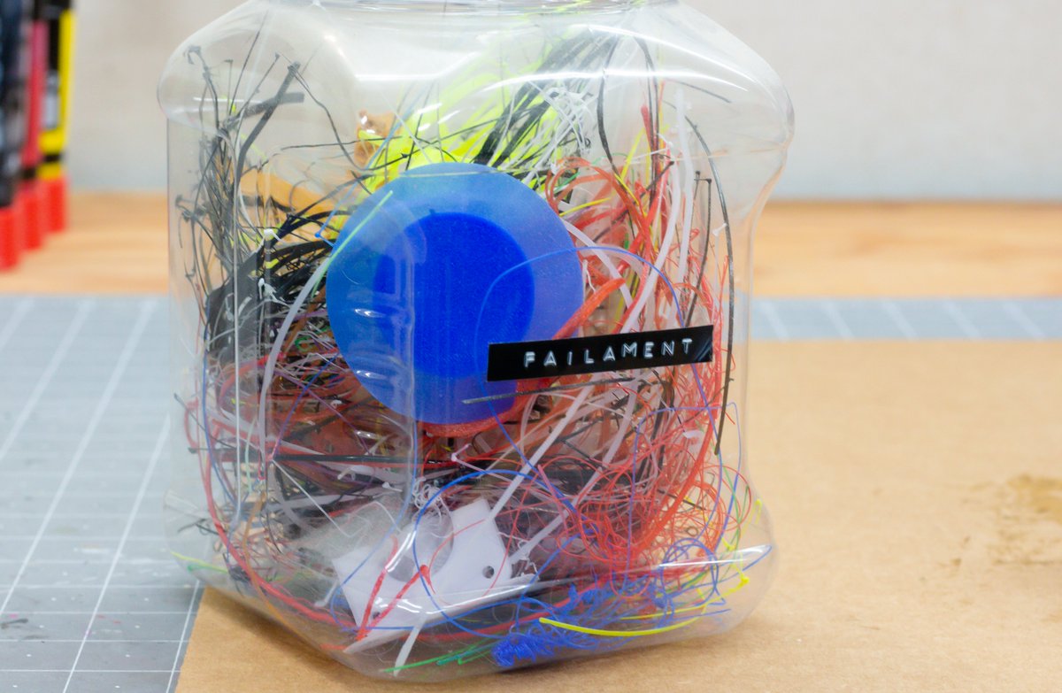 rad_bench's tweet photo. Anyone else have a dedicated "failament" tub next to their 3D printer?

#3Dprinting #3dprint #3dprinter #filament #failament https://t.co/Bh5R2RHG35