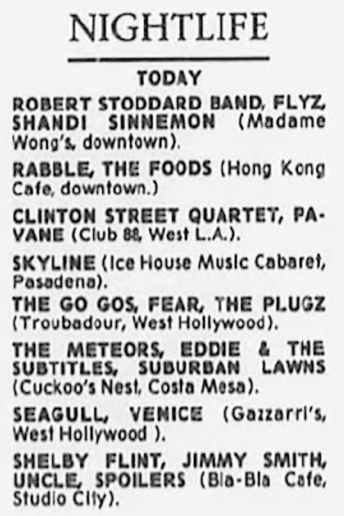 planetgogos's tweet photo. Cuckoo's Nest 
Costa Mesa, CA. 
October 17, 1979 (that's what the flyer says but archives say Gaza X played instead of the Go-Go's) and December 9, 1979. #punk #punkrock #lapunkscene #thegogos https://t.co/9U2G3Tk0s9