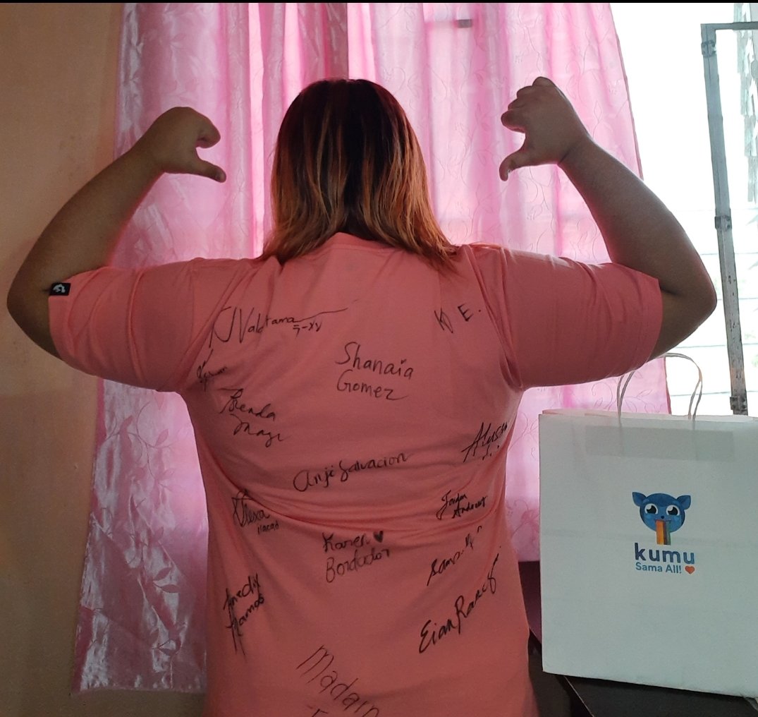 volleybellbell's tweet photo. I want to sell my shirt na napanalunan ko sa PBB noon for only 1,200 pesos!!! Lahat ng housemates nandyan except for Chie, John, and Albie. Size XL yan and salmon pink ang kulay. Pm for details. https://t.co/x3L4ZUU0H6