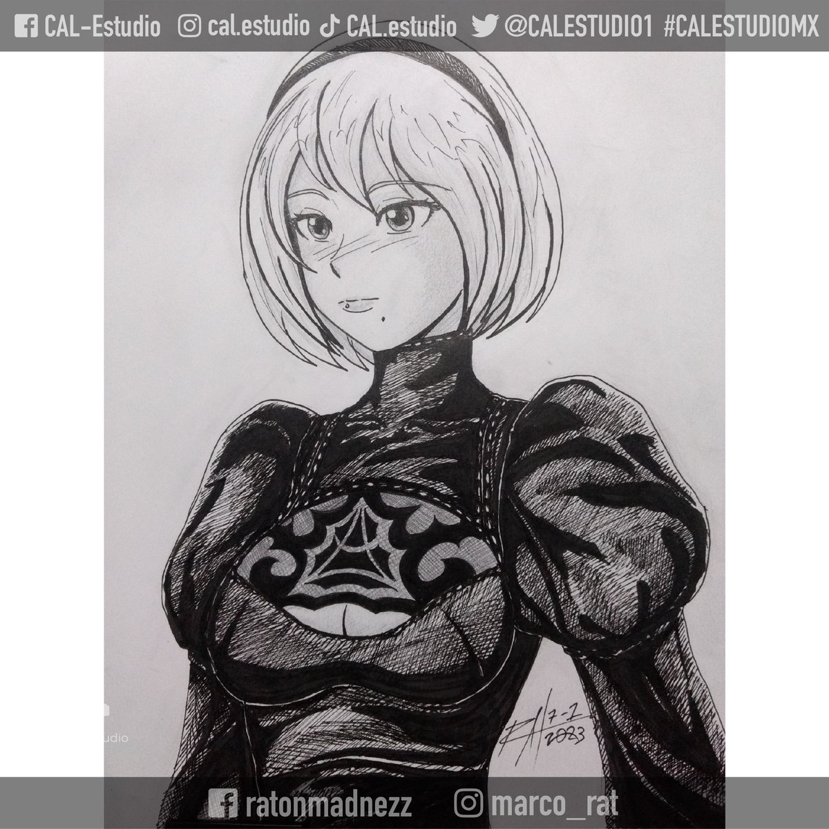 CALESTUDIO1's tweet photo. Luego de casi un año de su anuncio, la espera parecía eterna, sin embargo, por fin se ha estrenado el anime de #NieR:Automata, y lo celebramos con una hermosa #ilustración de #2B, elaborada por nuestro #artista, #colaborador y #dibujante @Raton_Madnezz , esperando les guste. https://t.co/reIIACX03Z