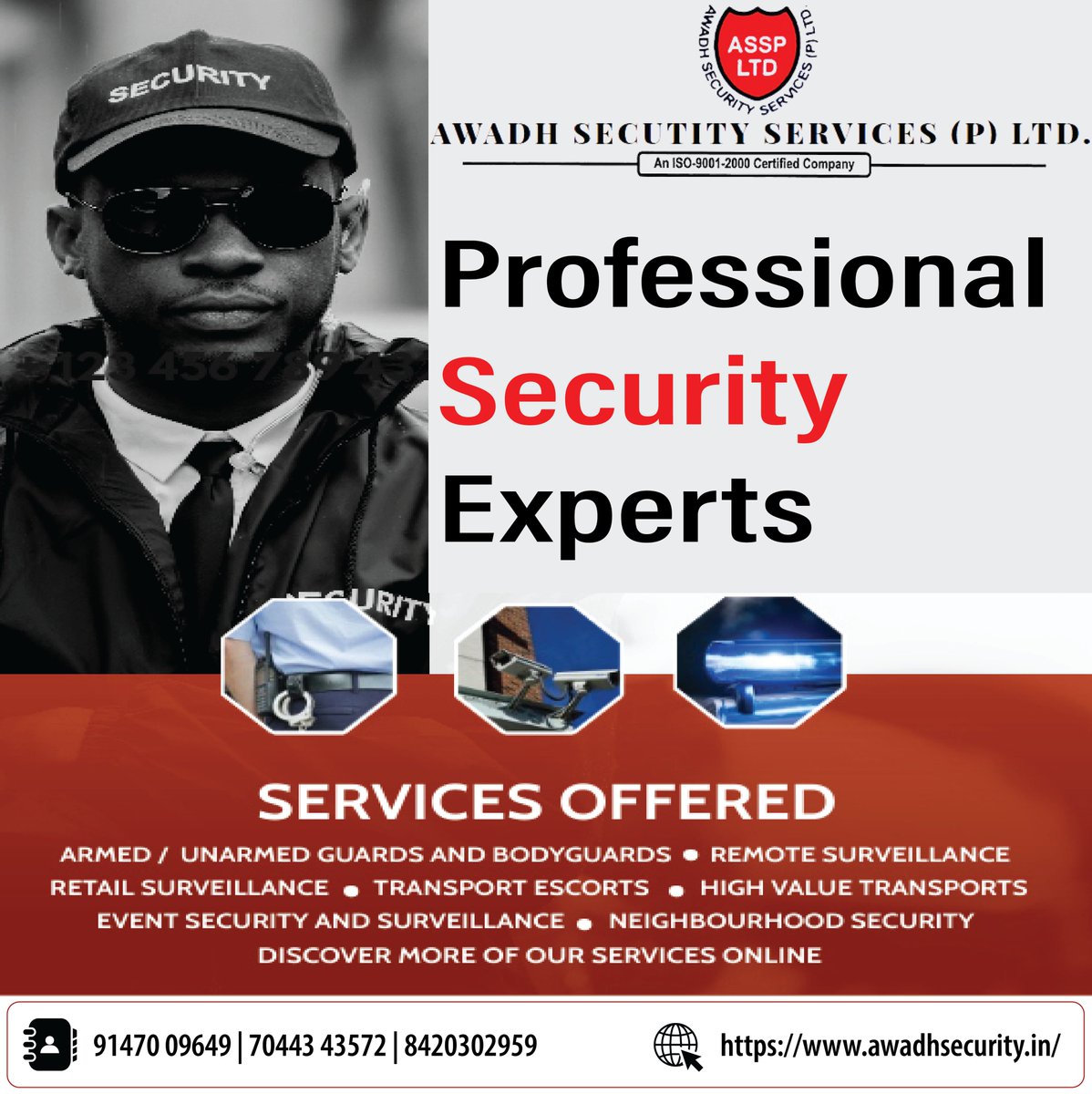 awadhsecurity's tweet photo. Awadh Security is best security guards agency serving pan India, 
Get In Touch With Us For All Your Security Needs
Call Us On- 033 4069 9097 | 91470 09649 | 70443 43572 | 8420302959
Visit Our Website- https://t.co/NdlEt3fvv4
#securityservice #securityserviceindia https://t.co/wJxmlVVsMr
