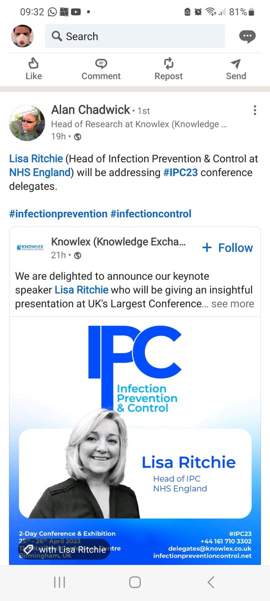 <a href="/EvonneTCurran/">Dr Evonne T Curran NursD 💙🇺🇦</a> The head of the IPC cell is giving the keynote speech <a href="/KnowlexUK/">Knowlex</a> IPC 2023. 

There may be an opportunity to delineate some of the thought processes behind their lack of airborne mitigations.