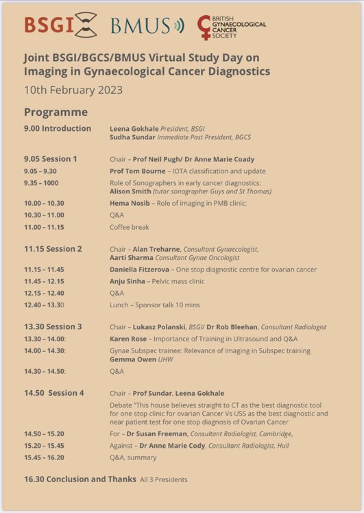 👉Don’t miss the virtual study day on imaging in gynaecological cancer on the 10th February. With excellent speakers it promises to be an excellent session. Register here 👉 eventbrite.co.uk/e/joint-bsgibg…