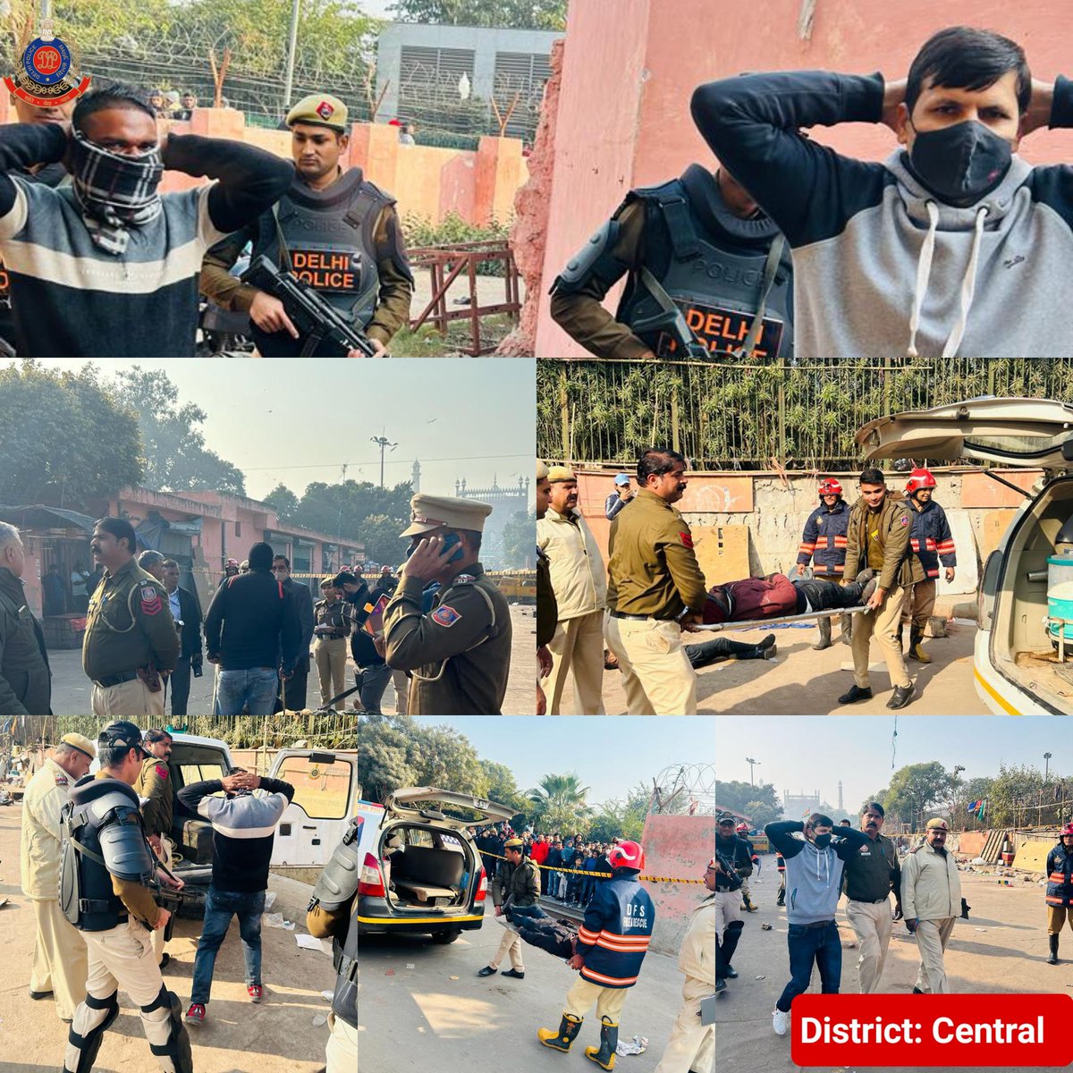 DCPCentralDelhi's tweet photo. Mock Drill was conducted in the area of PS Jama Masjid, Central District to check the preparedness of police staff in case of any terror attack.Special Branch, BDT, BSES also participated and all the staff responded swiftly with fervour during the mock drill.

#DelhiPoliceUpdates https://t.co/ZXfAw1xSml