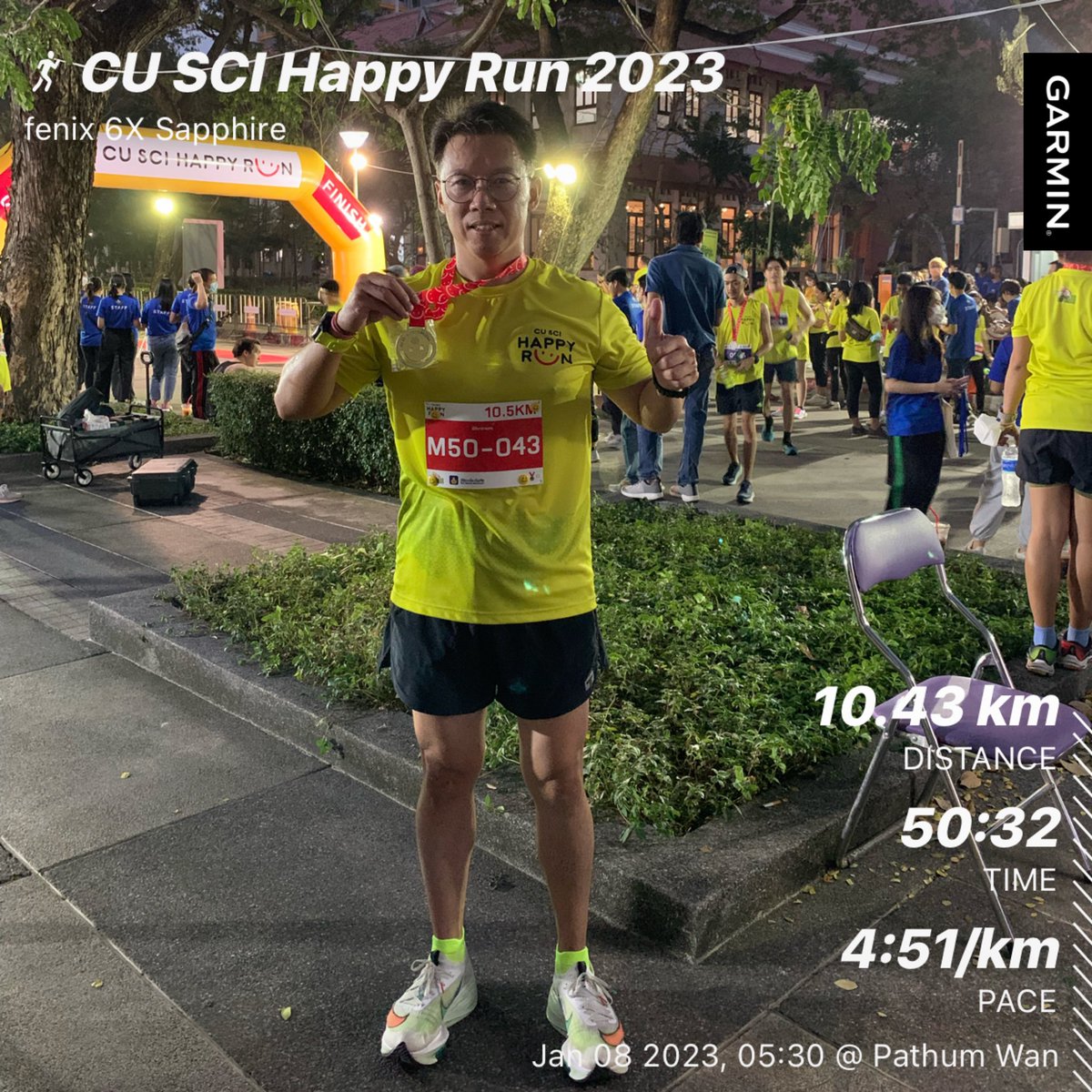 PhontakornW's tweet photo. เช้านี้ออกมาวิ่ง 10.5K 🏃🏻🏃🏻♂️ รายการ CU SCI Happy Run 2023 ของคณะวิทยาศาสตร์ 🔬 จุฬาลงกรณ์มหาวิทยาลัย 😊 #cuscihappyrun #วิ่งรับปีกระต่าย #ปีเถาะ #thairun #thairunฮับความสุขนักวิ่ง #วิ่งไหนดี #wingnaidee #วิ่งไหนกันปั่นไหนดี #beatyourself #beatyesterday #garminfenix6X #nikethailand https://t.co/pyzq5BGOgf
