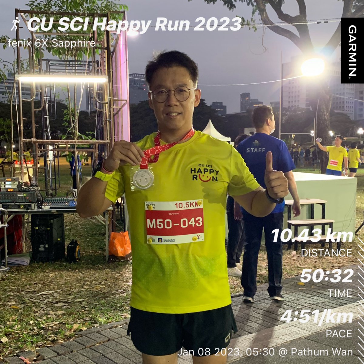 PhontakornW's tweet photo. เช้านี้ออกมาวิ่ง 10.5K 🏃🏻🏃🏻♂️ รายการ CU SCI Happy Run 2023 ของคณะวิทยาศาสตร์ 🔬 จุฬาลงกรณ์มหาวิทยาลัย 😊 #cuscihappyrun #วิ่งรับปีกระต่าย #ปีเถาะ #thairun #thairunฮับความสุขนักวิ่ง #วิ่งไหนดี #wingnaidee #วิ่งไหนกันปั่นไหนดี #beatyourself #beatyesterday #garminfenix6X #nikethailand https://t.co/pyzq5BGOgf