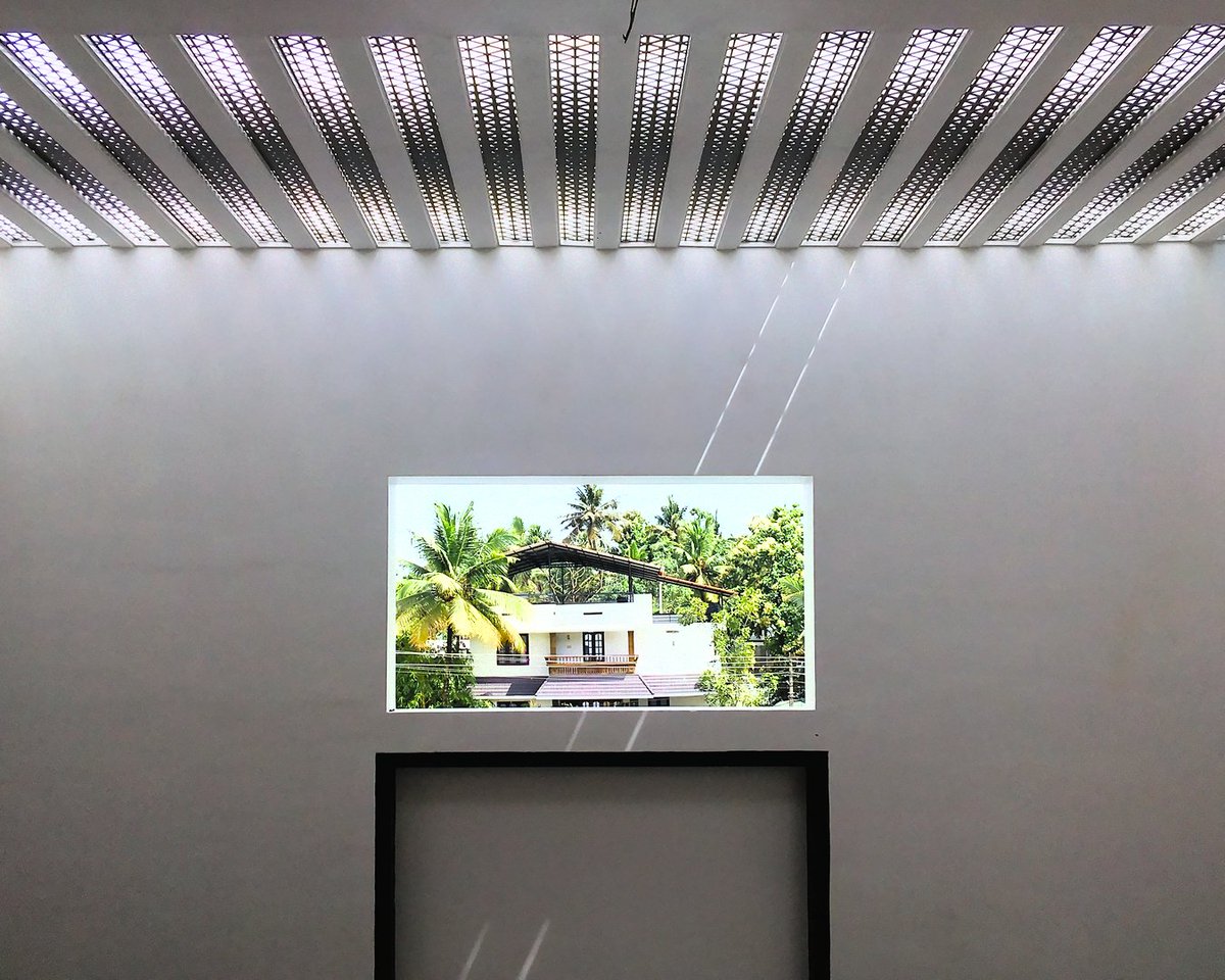 hybridrhythm's tweet photo. This parametric jali was designed for a lightwell to regulate the lighting during the day and was digitally fabricated using CNC-cut ACP panels.#parametricdesign #digitalfabrication #cnc #lasercutting #indianarchitects #interiordesign #designer #art #shadowwork #hybridrhythm #alt https://t.co/2LMBgNhbfo