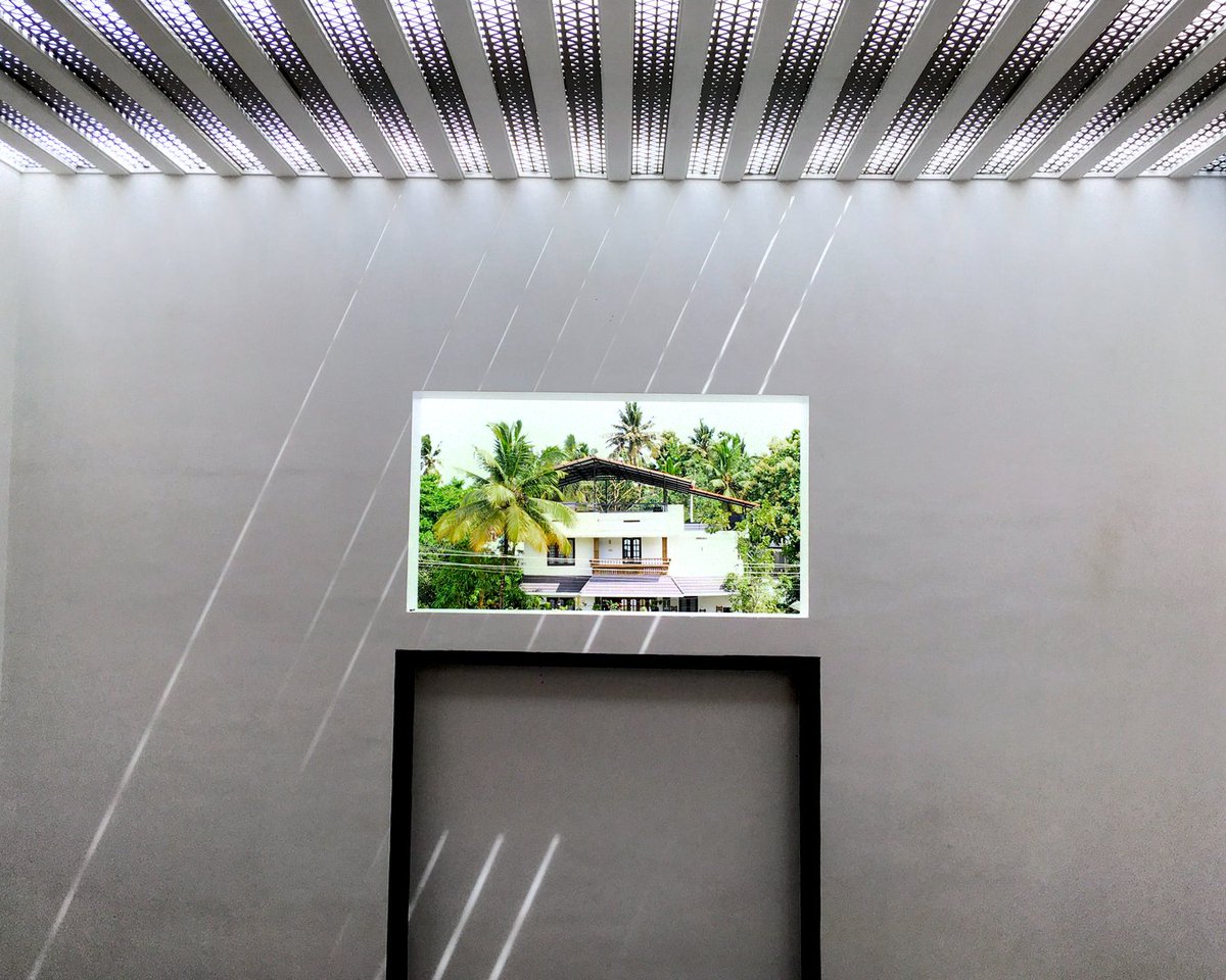 hybridrhythm's tweet photo. This parametric jali was designed for a lightwell to regulate the lighting during the day and was digitally fabricated using CNC-cut ACP panels.#parametricdesign #digitalfabrication #cnc #lasercutting #indianarchitects #interiordesign #designer #art #shadowwork #hybridrhythm #alt https://t.co/2LMBgNhbfo
