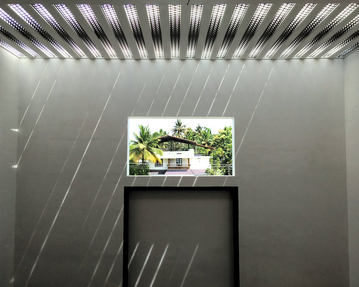 hybridrhythm's tweet photo. This parametric jali was designed for a lightwell to regulate the lighting during the day and was digitally fabricated using CNC-cut ACP panels.#parametricdesign #digitalfabrication #cnc #lasercutting #indianarchitects #interiordesign #designer #art #shadowwork #hybridrhythm #alt https://t.co/2LMBgNhbfo