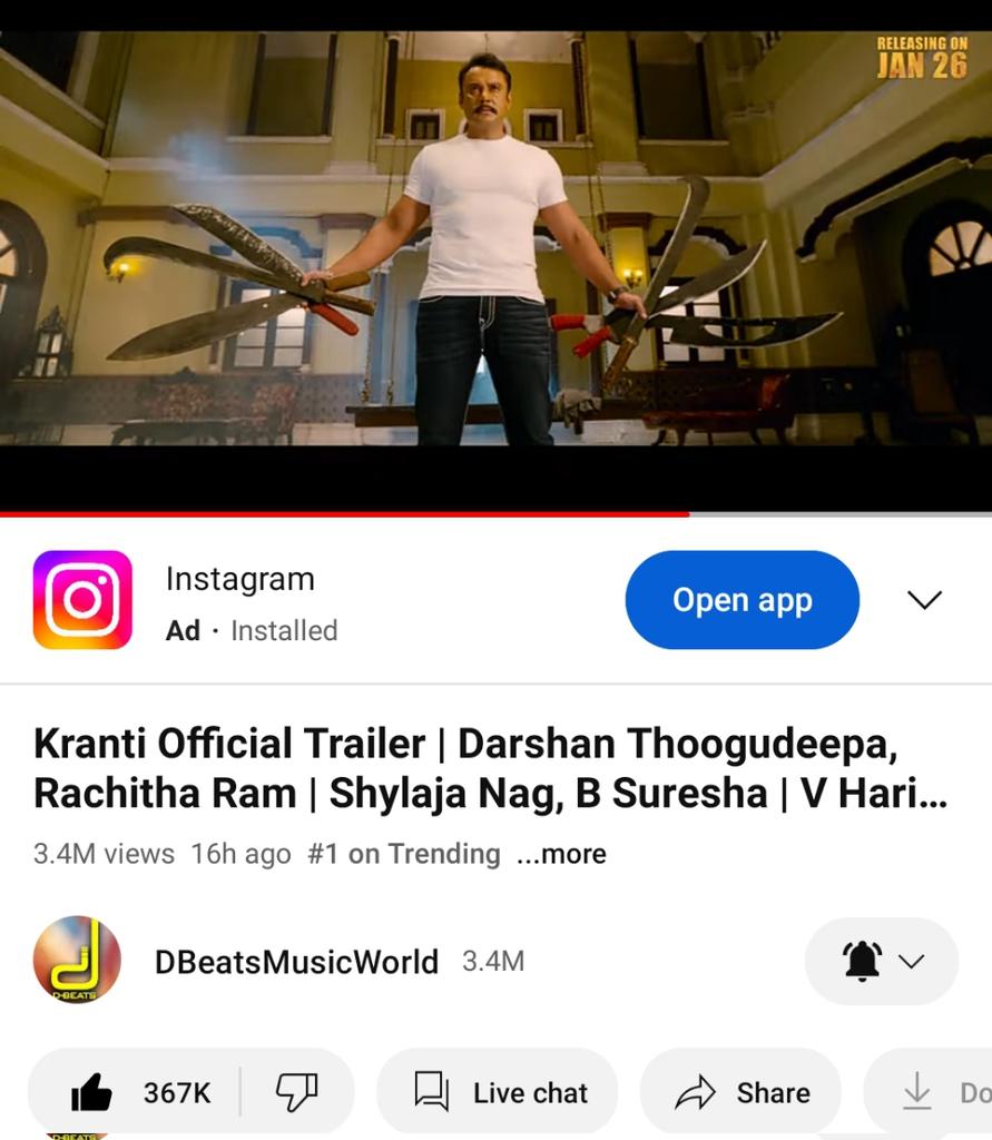 Gaja_Mallu1507's tweet photo. #KrantiTrailer Smashing Ytb with #Trending01, #3_4M views completed
👉 https://t.co/CfKcDFTzAb 👈
ನನ್ ಮುಂದೆ ಒಂದ್ ಗುಂಪು ಇದೆ..
ನನ್ನ ಕಾಯೋಕೆ ಒಂದ್ ಸೈನ್ಯನೇ ಇದೆ..💥🔥
#DBoss𓃰 | #Kranti | @dasadarshan
@Kranti__Film @Dbeatsmusik @harimonium @shylajanag https://t.co/4RuvDLH9EQ