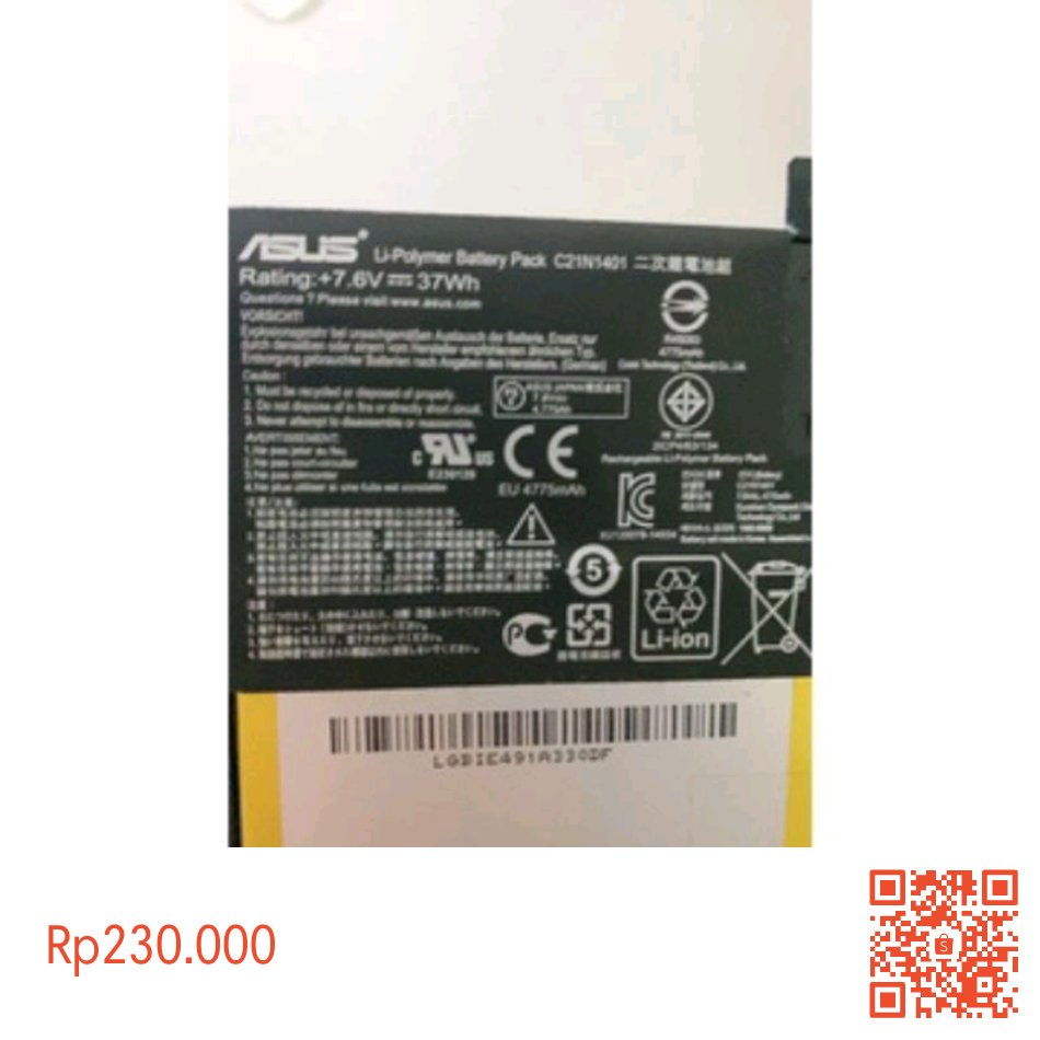 Saya menjual Baterai ASUS X455, X455L X455LA X455LD X454 X454W X454WA X454Y X454YA X454L (C21N1401) seharga Rp230.000. Dapatkan produk ini hanya di Shopee! shp.ee/h6pt8bn #ShopeeID