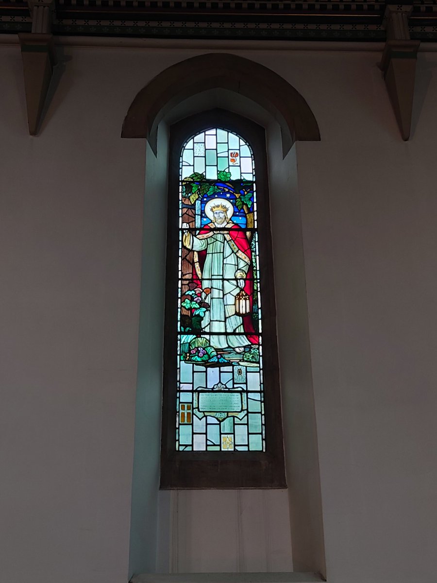 The Light of the World, by Morris and Co (1934), in St John's, Stratford E15 @StJohnsE15, after Holman Hunt's famous painting of the same name; it was the only window to survive the wartime damage #MorrisandCo #stainedglasssunday